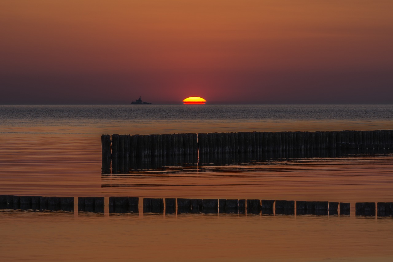 Saulėlydis, Papludimys, Groynes, Rügen, Nemokamos Nuotraukos,  Nemokama Licenzija