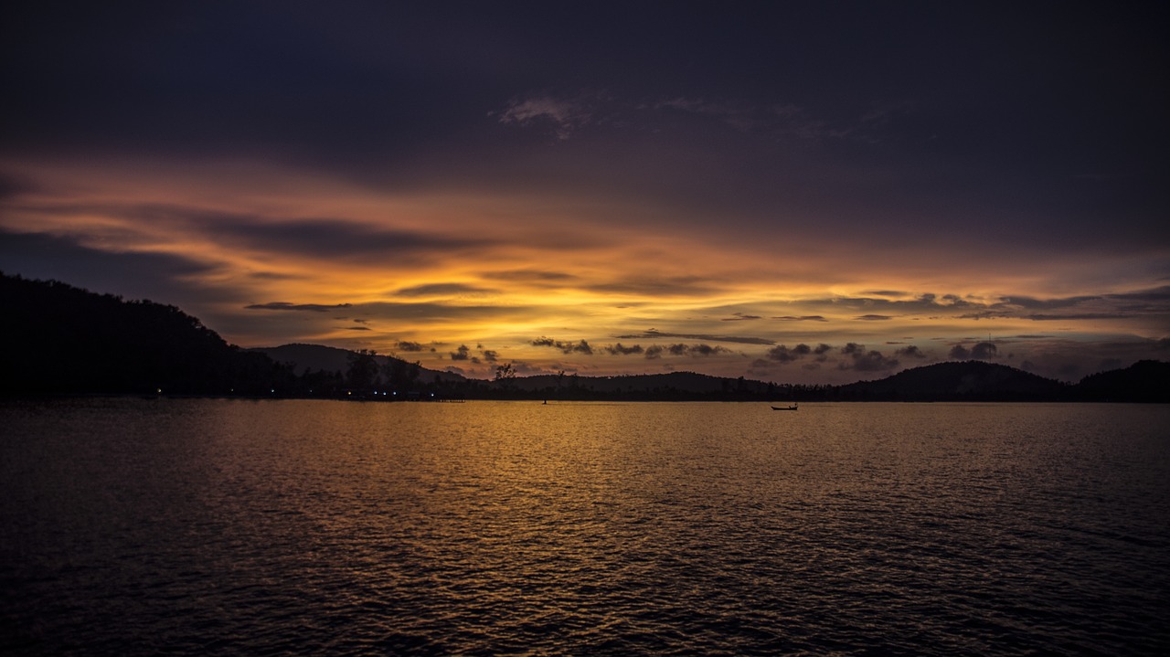 Saulėlydis, Užsakytas, Abendstimmung, Romantiškas, Nuotaika, Jūra, Šventė, Asija, Kambodža, Sala