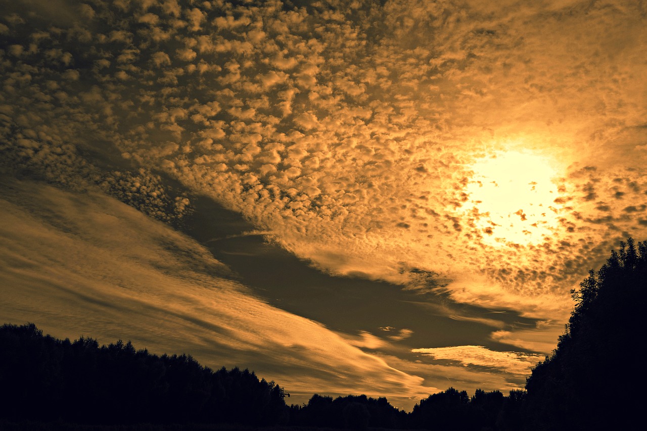 Saulėlydis, Vakaras, Vakarinis Dangus, Dusk, Geltona, Oranžinė, Saulėlydžio Dangaus, Debesys, Siluetas, Panorama