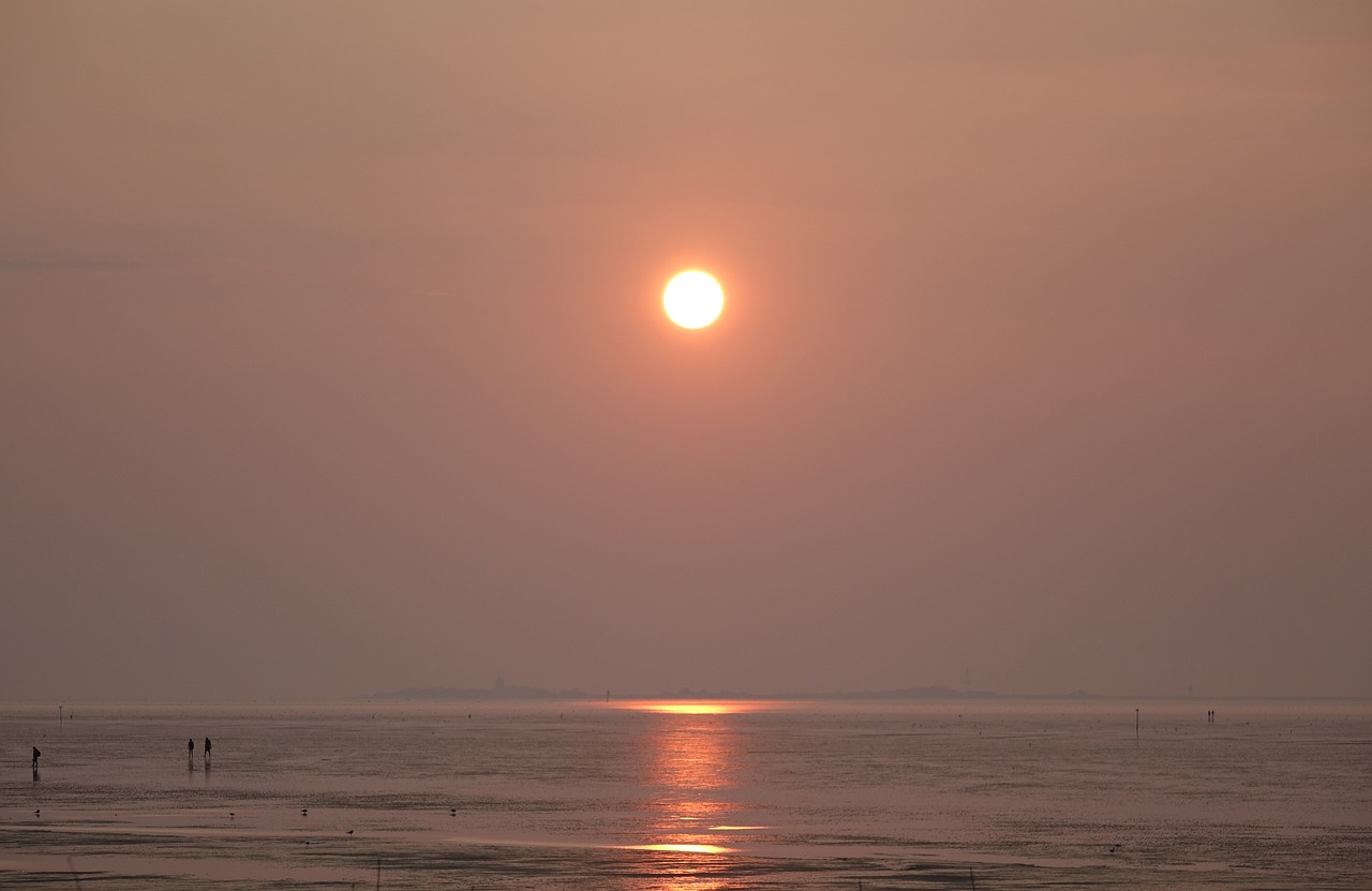 Saulėlydis, Wadden Jūra, Šiaurės Jūra, Abendstimmung, Vakaro Saulė, Papludimys, Nemokamos Nuotraukos,  Nemokama Licenzija