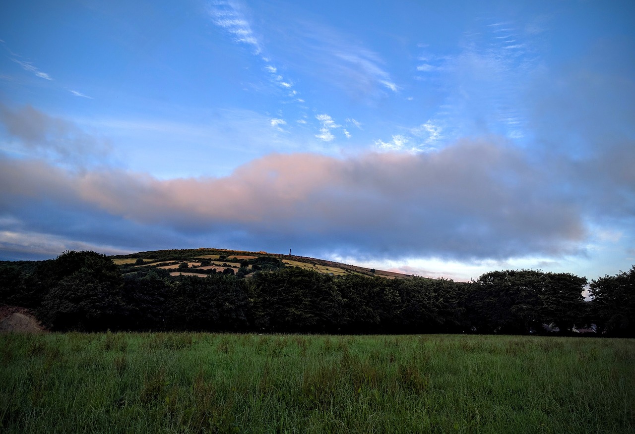 Saulėlydis, Debesys, Kalvos, Hillside, Kukurūzai, Cornwall, Slėnis, Kit Kalnas, Horizontas, Laukai