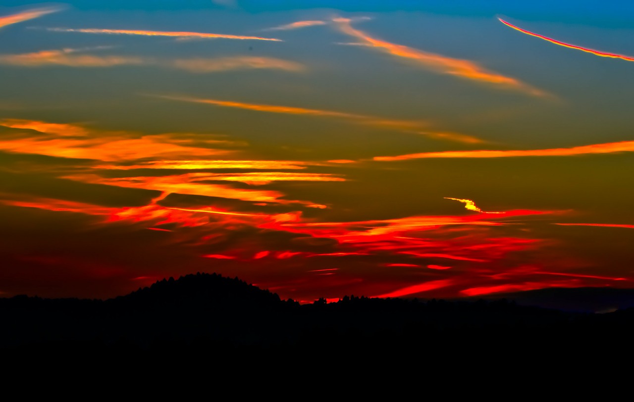 Saulėlydis, Žiema, Contrail, Oranžinė, Saulė, Debesis, Gamta, Debesuotumas, Debesys, Romantiškas