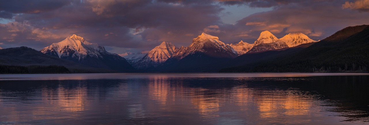 Saulėlydis, Kraštovaizdis, Vaizdingas, Gamta, Ežeras Mcdonald, Ledynas Nacionalinis Parkas, Montana, Usa, Atspindys, Vanduo