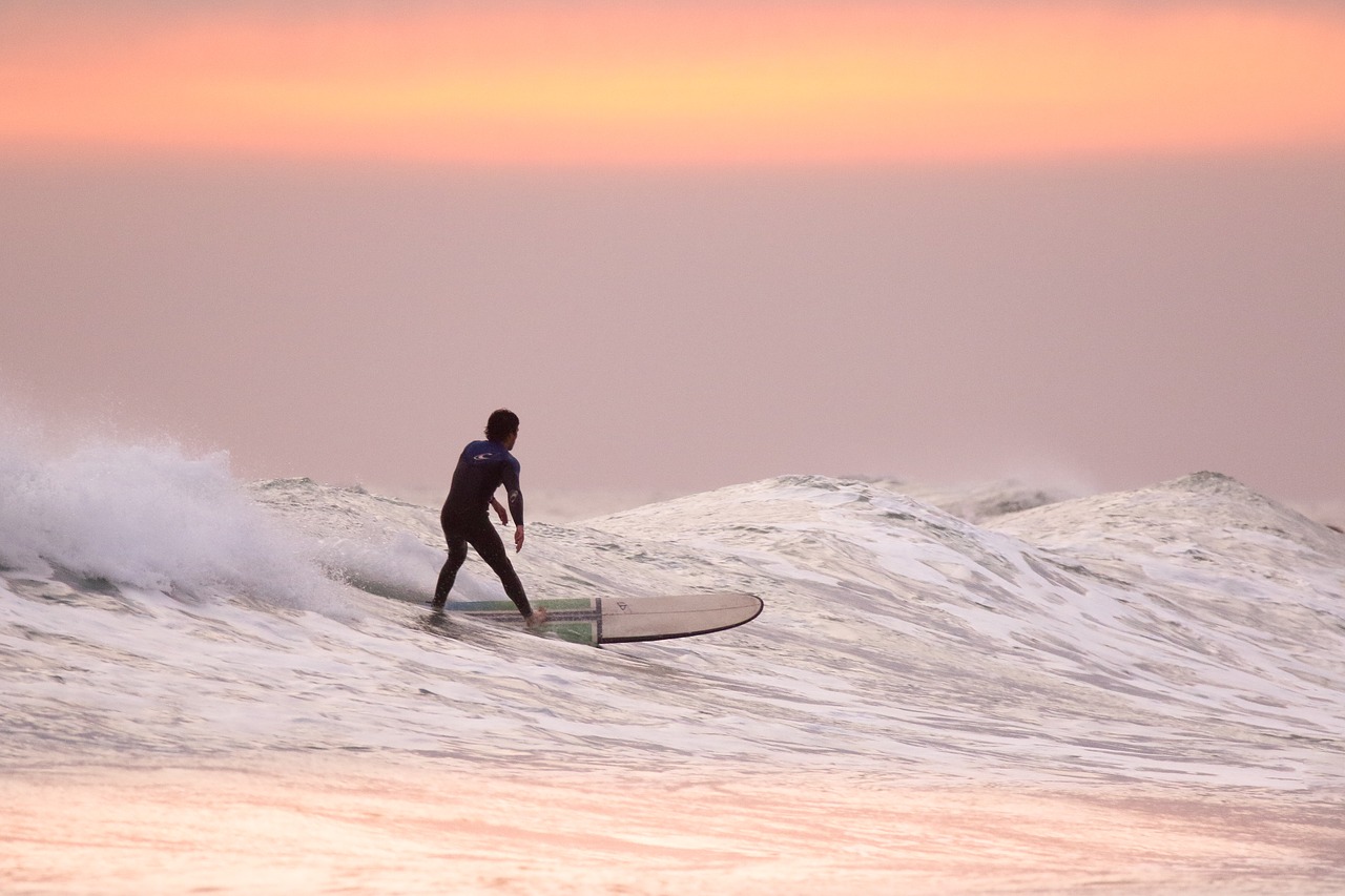 Saulėlydis, Surfer, Banglenčių Sportas, Vandenynas, Bangos, Vanduo, Jūra, Sportas, Poilsis, Banglentė