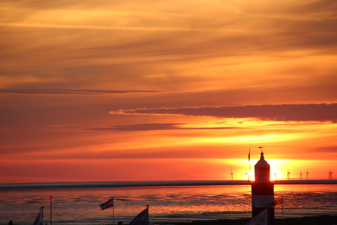 Saulėlydis, Šiaurės Jūra, Abendstimmung, Švyturys, Vakaro Saulė, Dusk, Vakarinis Dangus, Nemokamos Nuotraukos,  Nemokama Licenzija