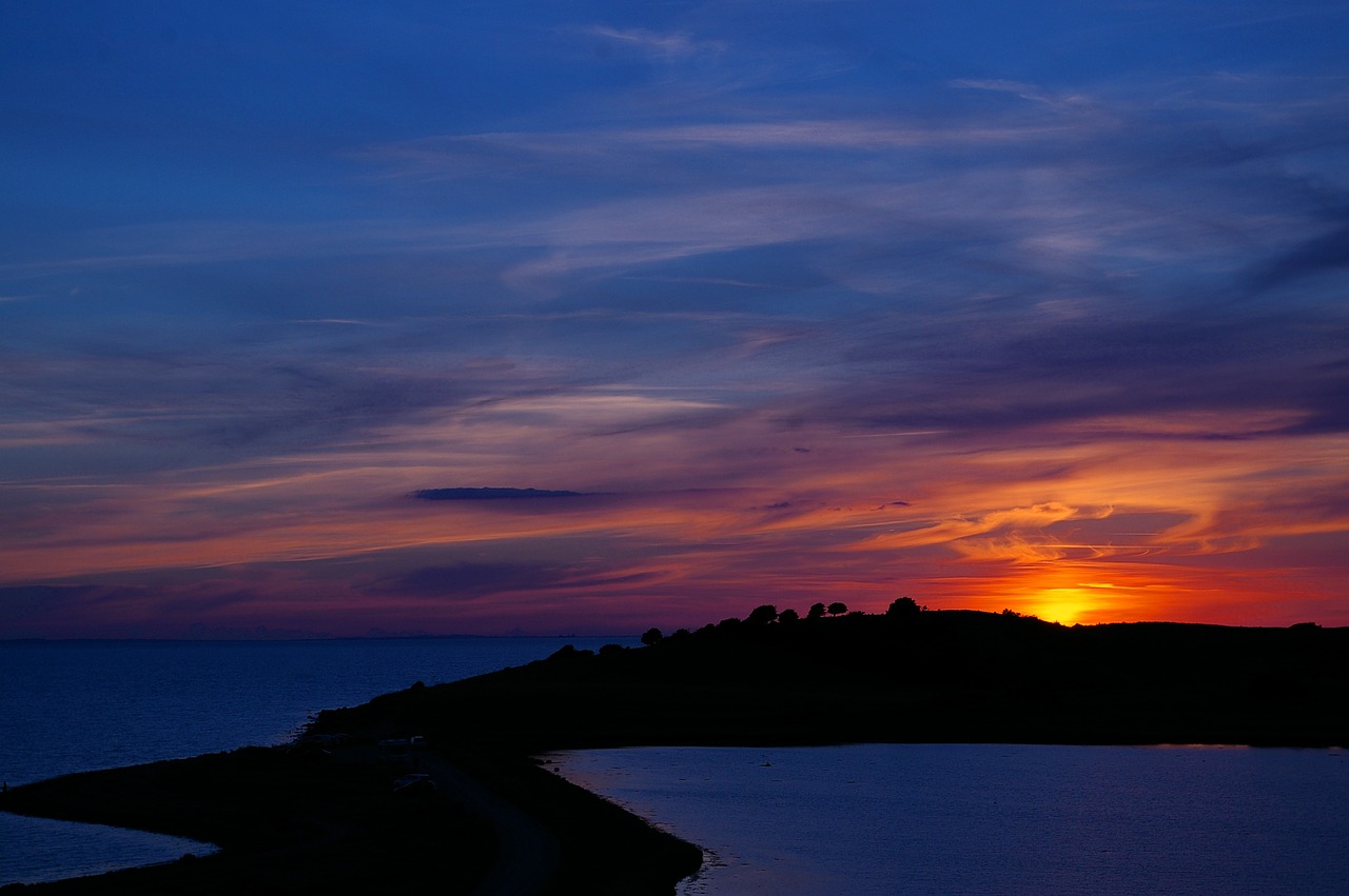 Saulėlydis, Denmark, Jūra, Baltijos Jūra, Kranto, Vanduo, Gamta, Kraštovaizdis, Saulė, Abendstimmung