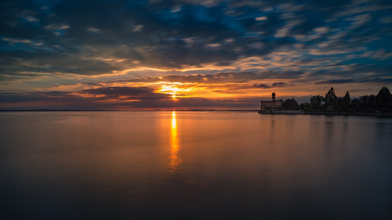 Saulėlydis, Gamta, Kraštovaizdis, Fono Paveikslėlis, Vakarinis Dangus, Saulė, Abendstimmung, Ežeras, Romantiškas, Perspektyva