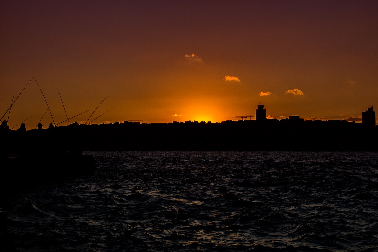 Saulėlydis, Istanbulas, Kraštovaizdis, Jūrų, Gamta, Dangus, Turkija, Panorama, Miesto Vaizdas, Galata Bokštas