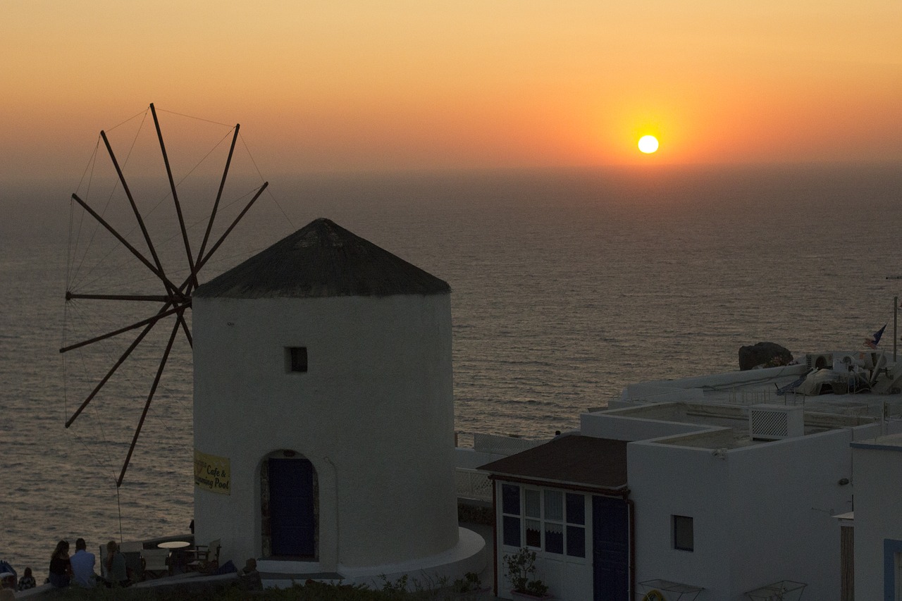 Saulėlydis, Santorini, Oia, Perissa, Fira, Graikija, Saulė, Dusk, Turizmas, Dangus