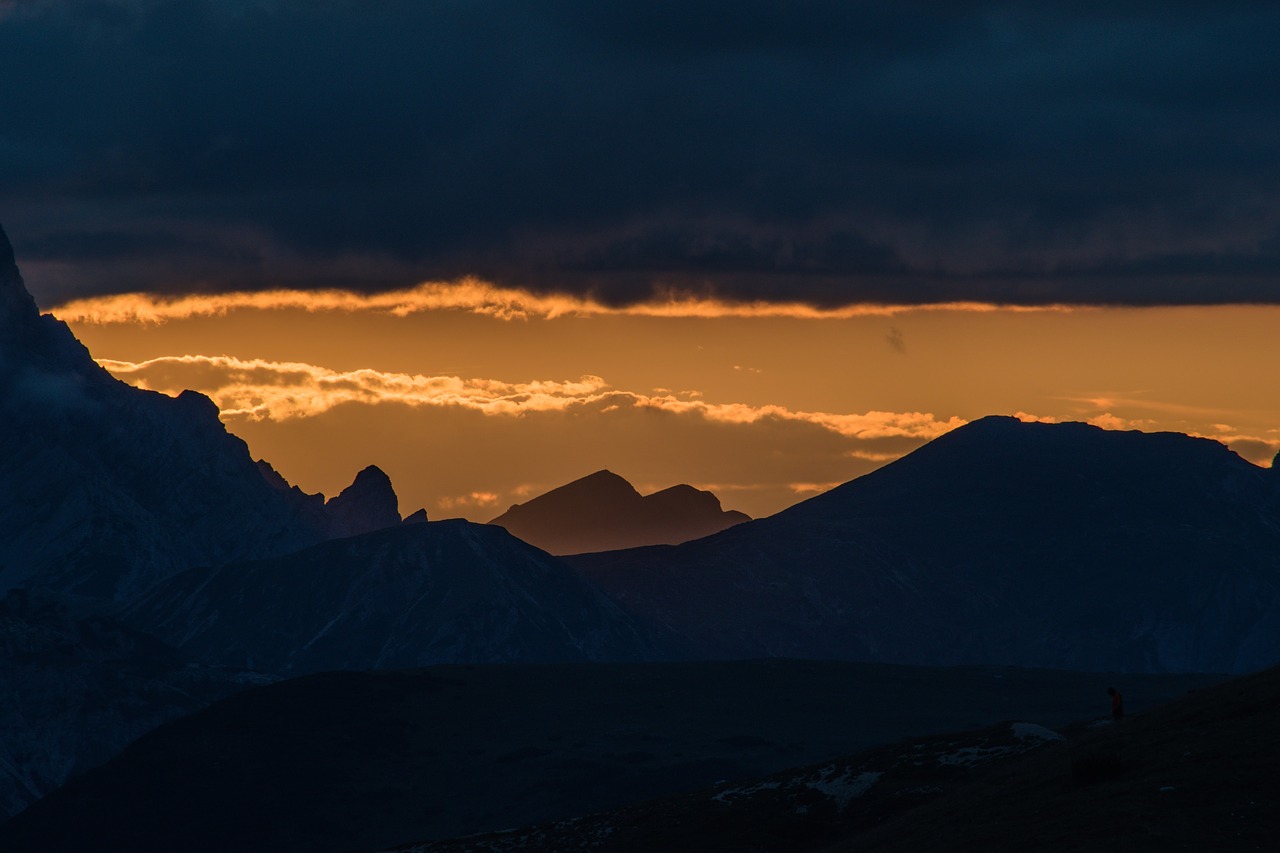 Saulėlydis, Kalnas, Kalnai, Kraštovaizdis, Gamta, Debesys, Italy, Debesis, Dolomitai, Twilight