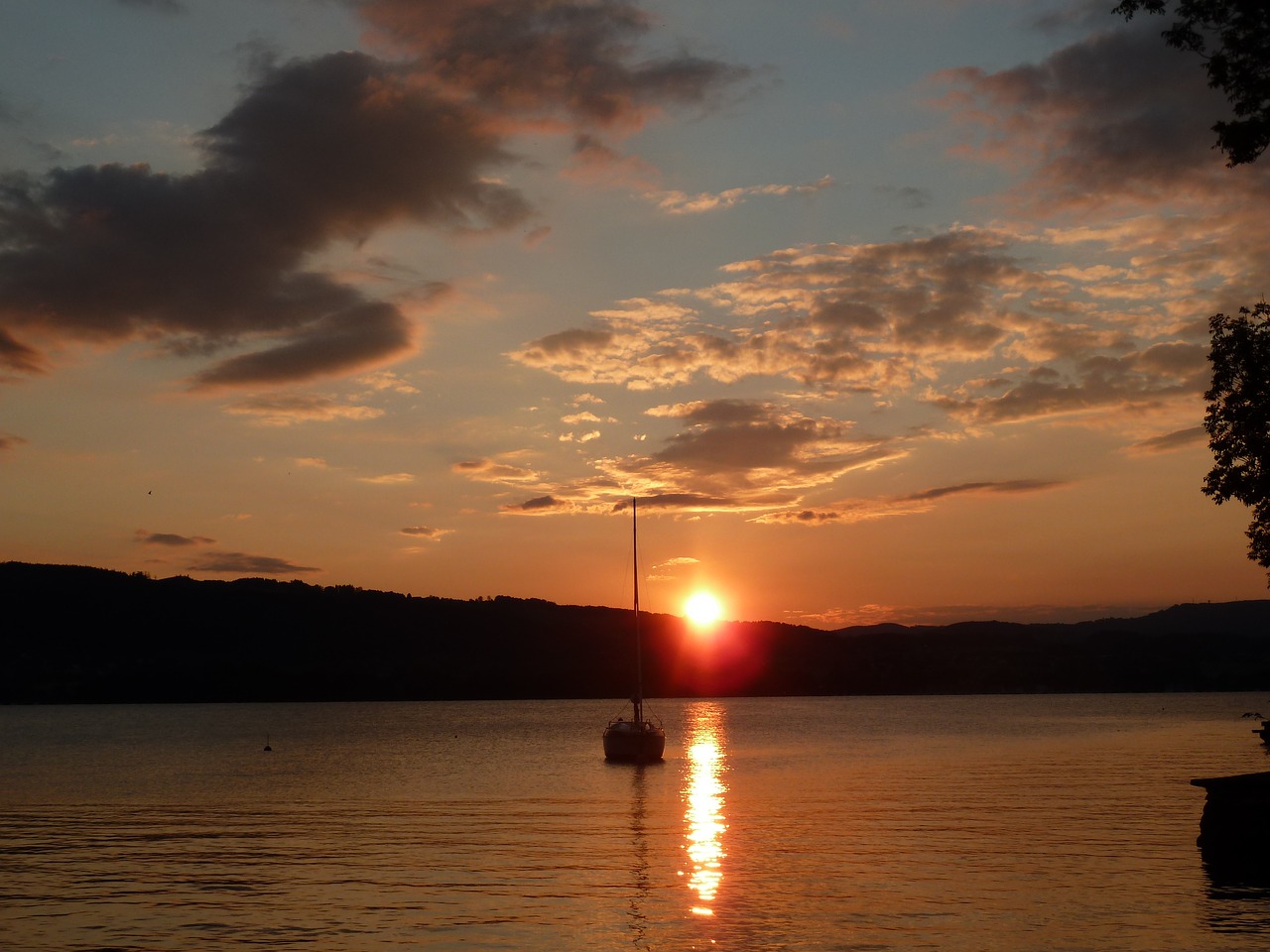 Saulėlydis, Ežeras, Boot, Abendstimmung, Vandens Atspindys, Debesys, Vanduo, Nemokamos Nuotraukos,  Nemokama Licenzija