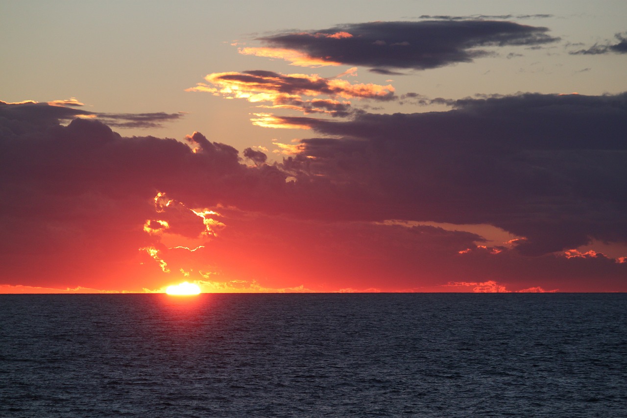 Saulėlydis, Afterglow, Vakarinis Dangus, Debesys, Gamta, Dangus, Abendstimmung, Ežeras, Kraštovaizdis, Jūra