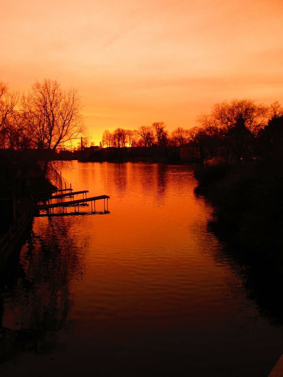 Saulėlydis, Köpenick, Afterglow, Frauentogas, Oranžinė, Kraštovaizdis, Atmosfera, Upė, Ežeras, Bankas