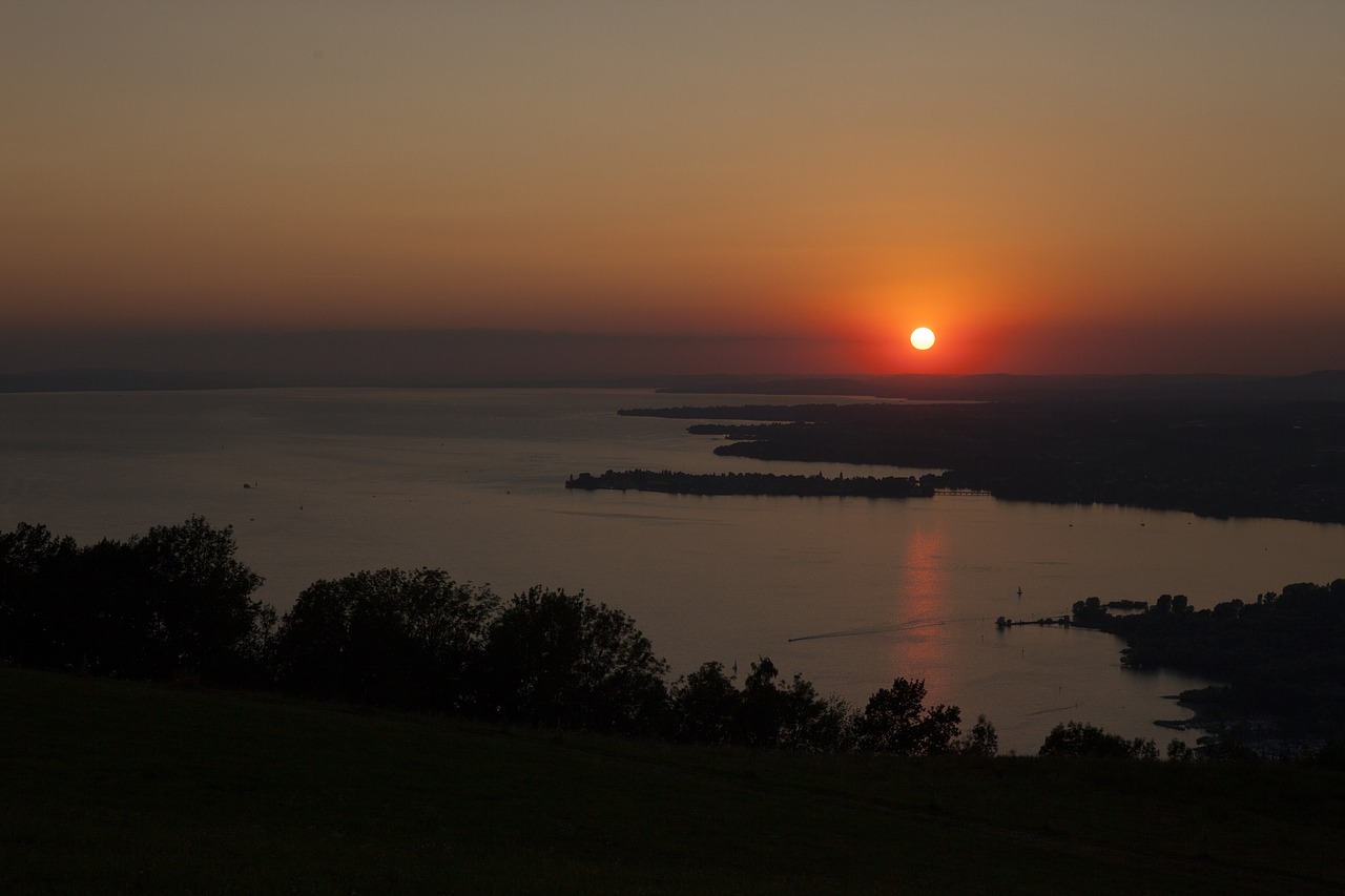 Saulėlydis, Ežeras, Ežero Konstanta, Atmosfera, Abendstimmung, Gamta, Vanduo, Kraštovaizdis, Dangus, Vakaras