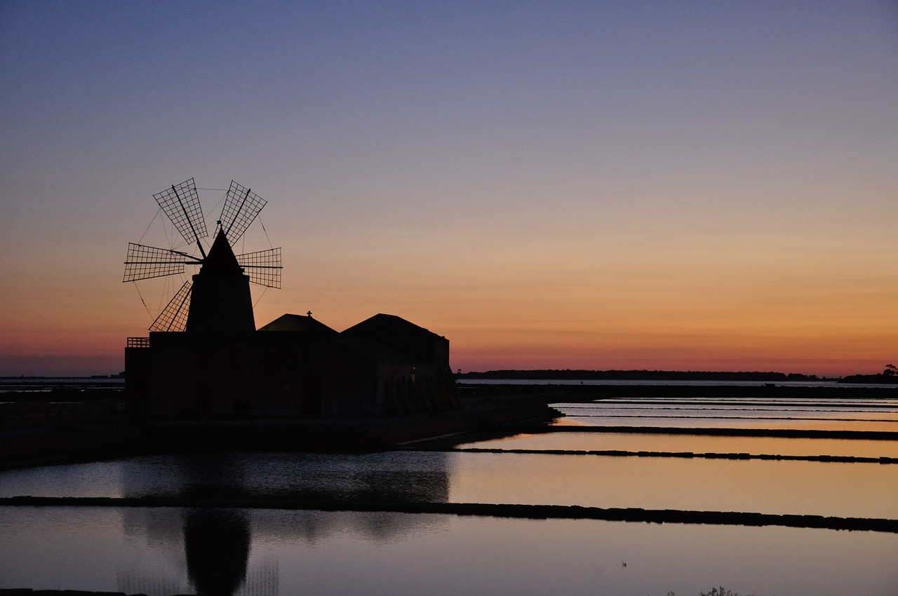 Saulėlydis, Marsala, Salina, Sicilija, Malūnas, Nemokamos Nuotraukos,  Nemokama Licenzija