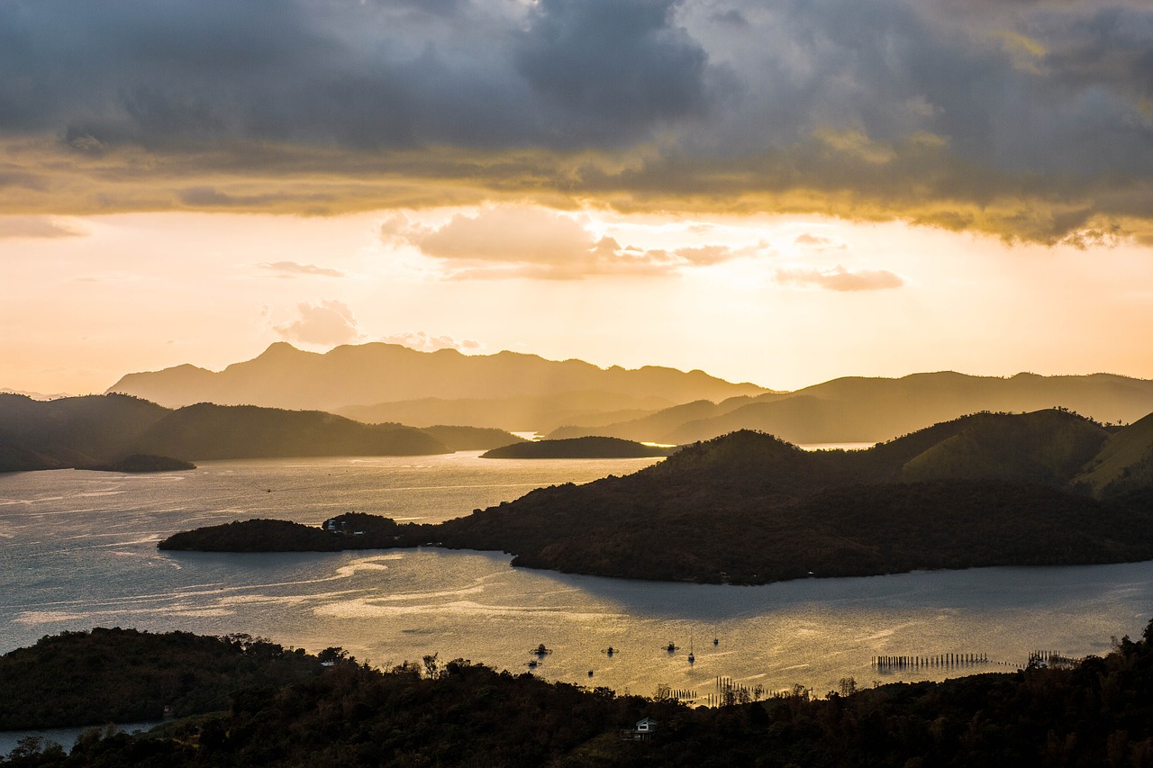 Saulėlydis,  Vanduo,  Aušra,  Panoraminis,  Gamta,  Koronas,  Palawan,  Busuanga,  Vaizdingas,  Oranžinė