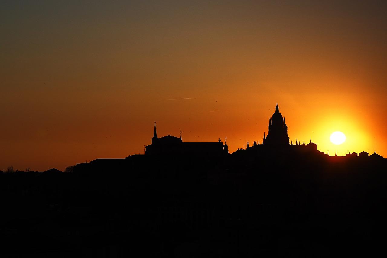 Saulėlydžio,  Katedra,  Segovia,  Siluetas,  Turizmas,  Kraštovaizdis,  Dangus,  Saulė,  Pavasaris,  Įspūdingas