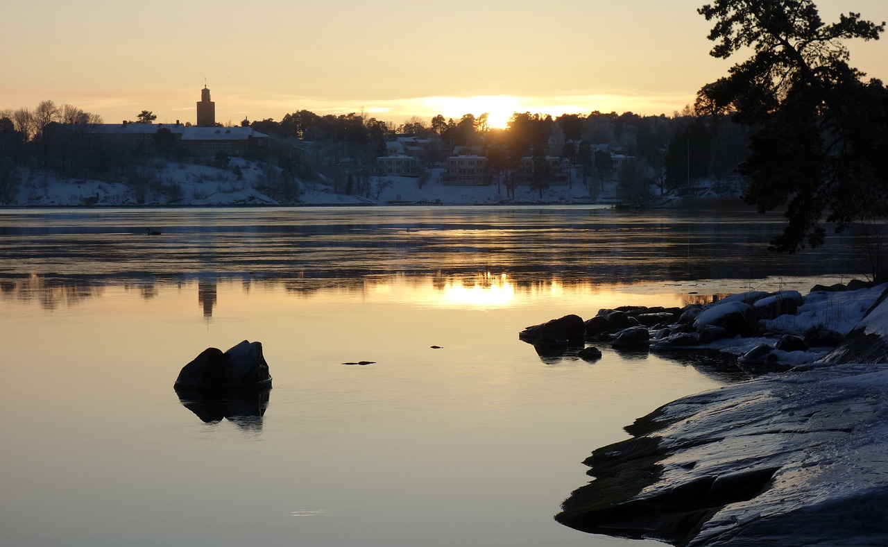 Saulėlydžio,  Vaxholm,  Peizažai,  Vandens,  Jūra,  Švedija,  Archipelago,  Vakarą Saulė,  Archipelagas,  Stokholmas