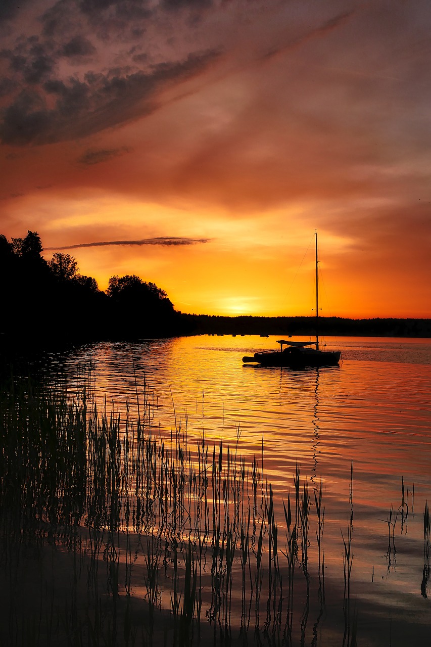 Saulėlydžio,  Abendstimmung,  Afterglow,  Prieblanda,  Nuotaika,  Dangus,  Romantiškas,  Saulė,  Vandens,  Valtis