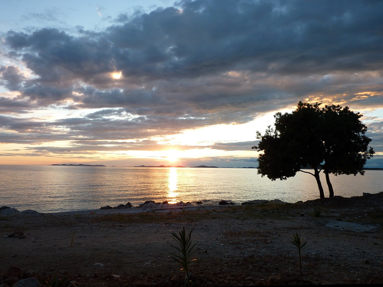 Saulėlydis, Kroatija, Kraštovaizdis, Twilight, Abendstimmung, Nuotaika, Debesys, Atmosfera, Dusk, Vakarinis Dangus