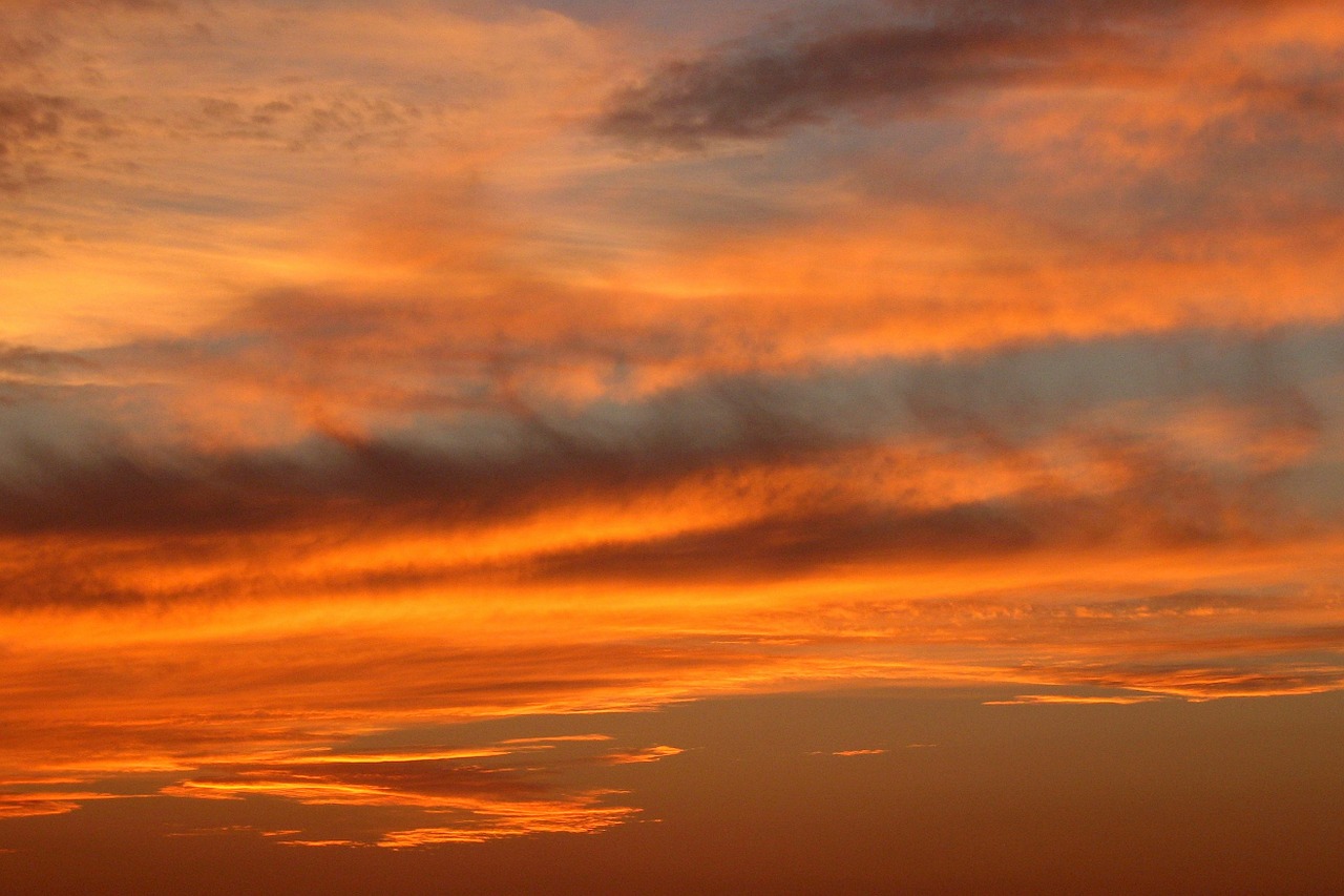 Saulėlydis, Oranžinė, Dusk, Dangus, Debesys, Lauke, Vaizdingas, Ramus, Stratosfera, Atmosfera