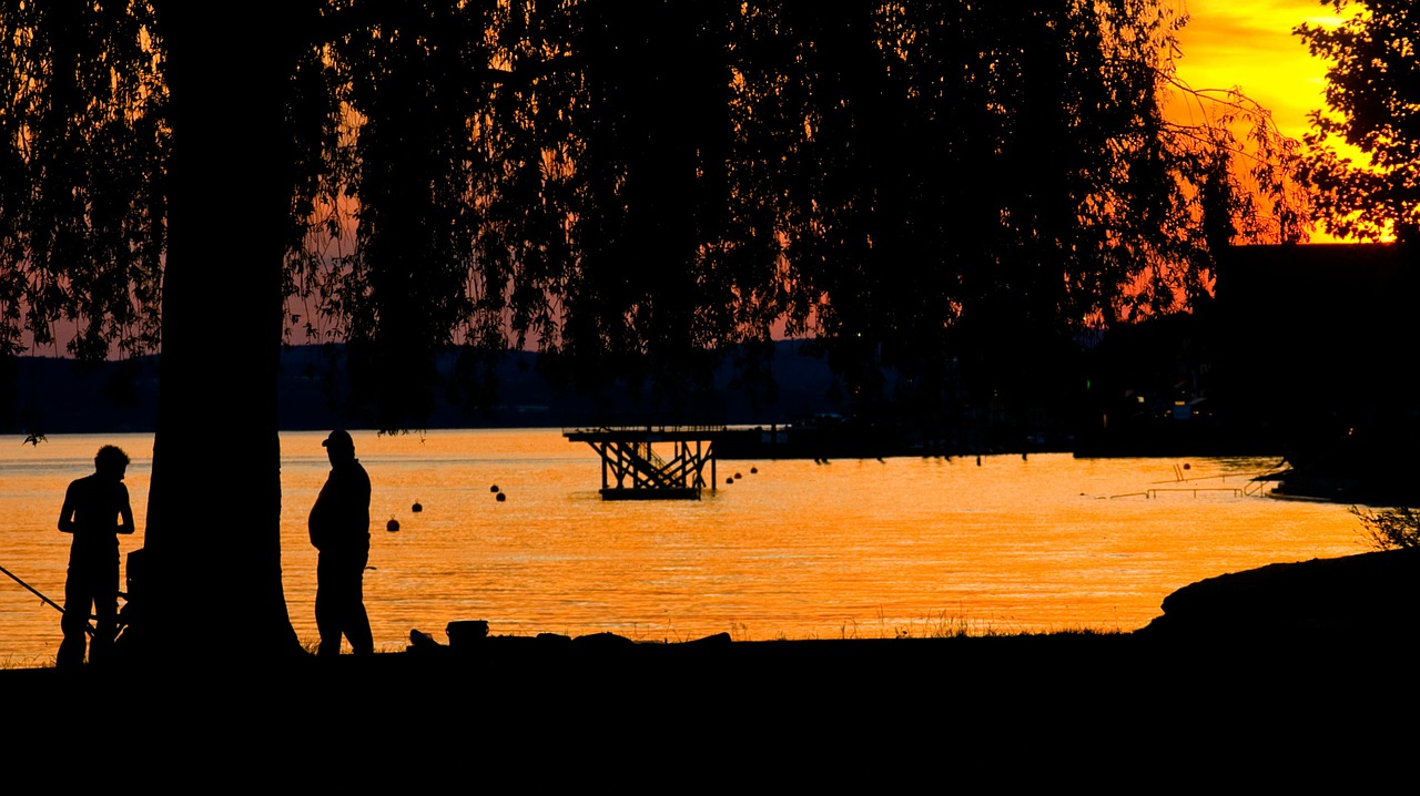 Saulėlydis, Ežeras, Abendstimmung, Žvejys, Nemokamos Nuotraukos,  Nemokama Licenzija