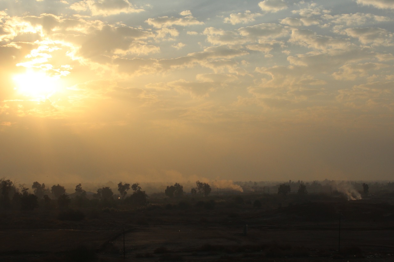 Saulėlydis, Saulė, Medžiai, Dangus, Gamta, Oranžinė, Aušra, Dusk, Prairie, Iraq