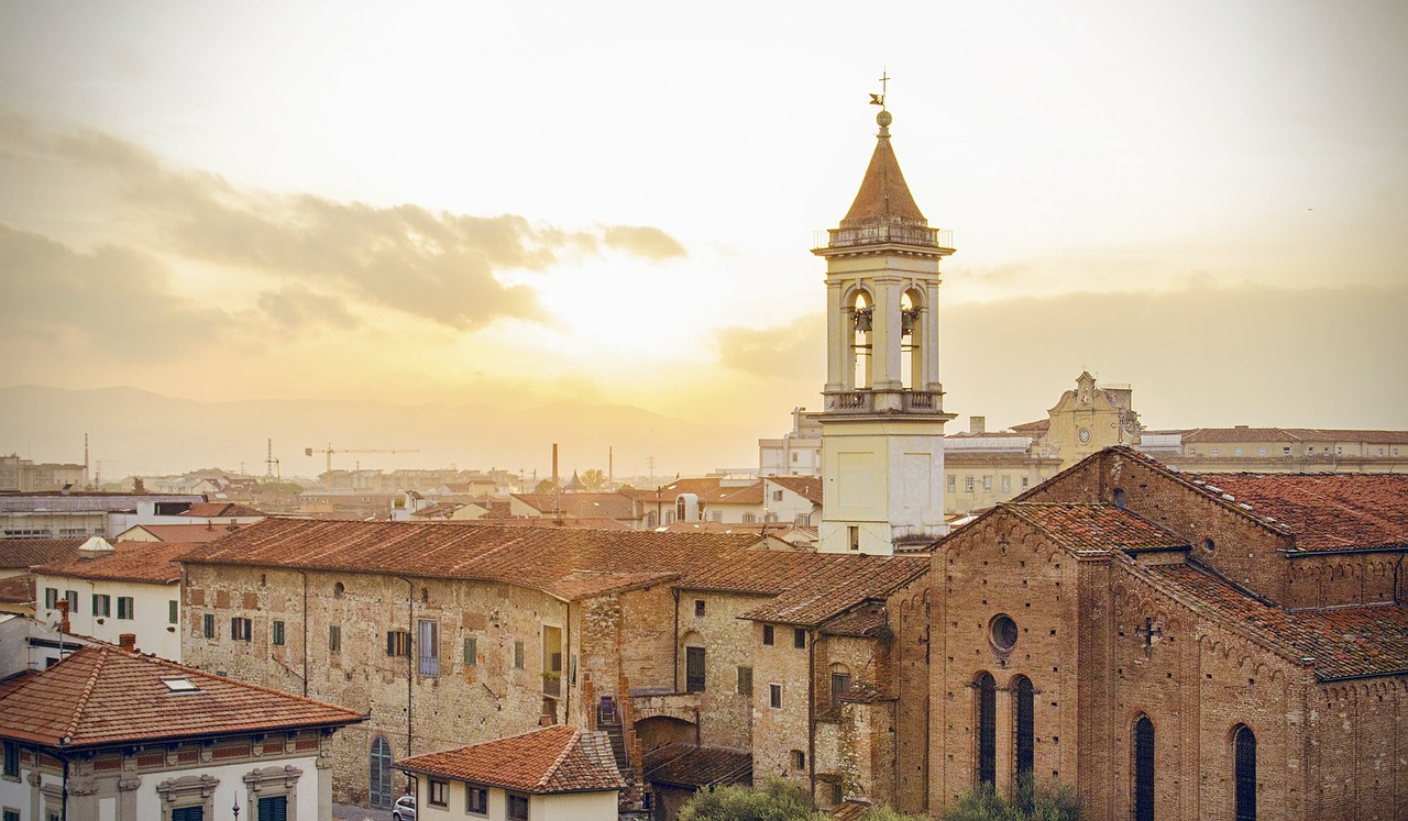 Saulėlydis, Miesto Panorama, Varpinė, Prato, Italy, Oranžinė, Nemokamos Nuotraukos,  Nemokama Licenzija