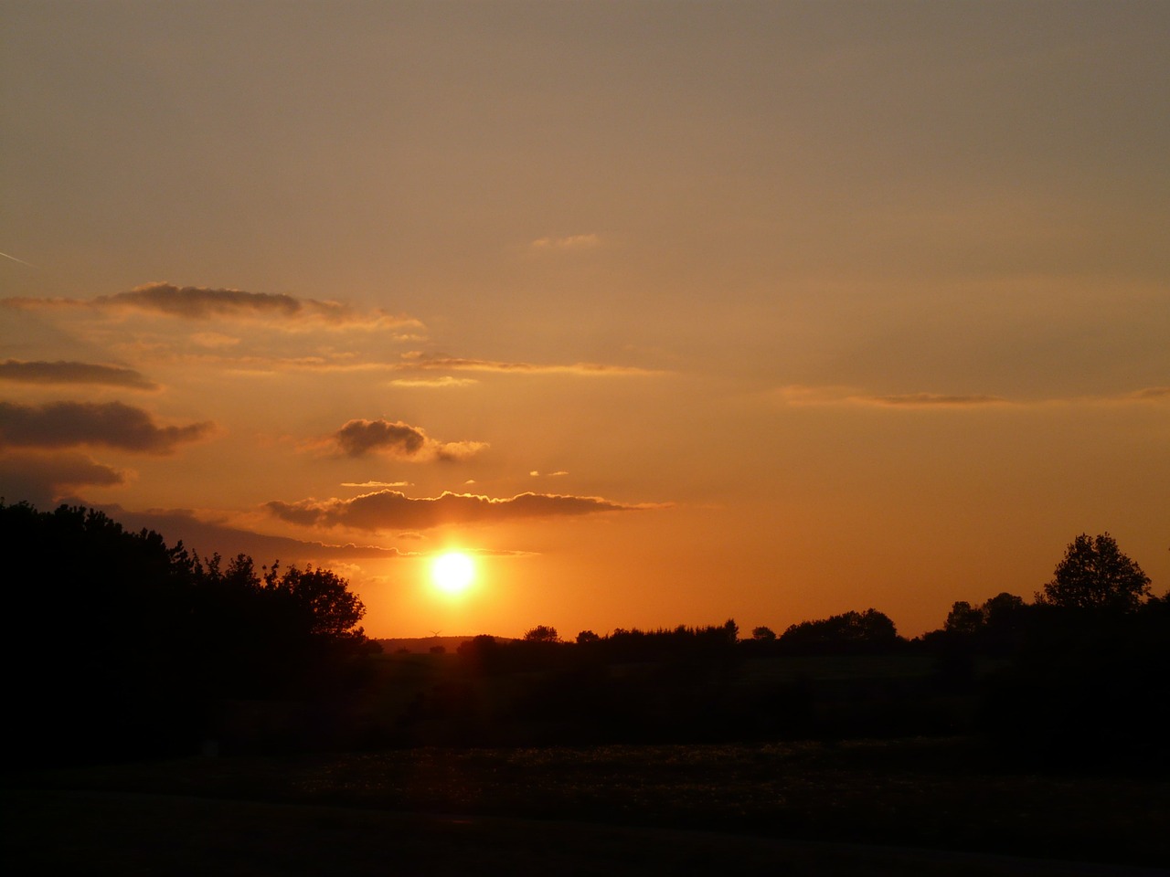 Saulėlydis, Saulė, Debesys, Dangus, Afterglow, Romantika, Nuotaika, Meilė, Abendstimmung, Medžiai