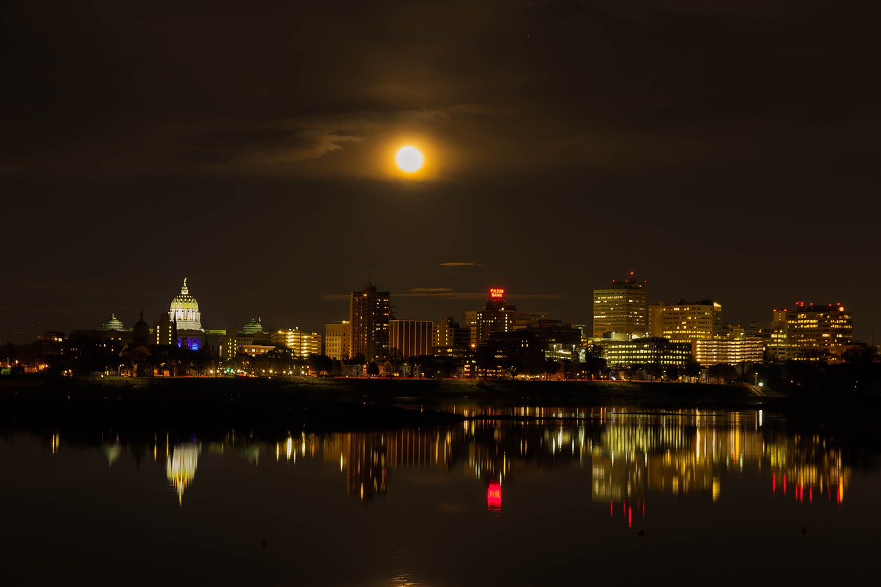 Super, Mėnulis, Panorama, Harrisburgas, Naktis, Nemokamos Nuotraukos,  Nemokama Licenzija