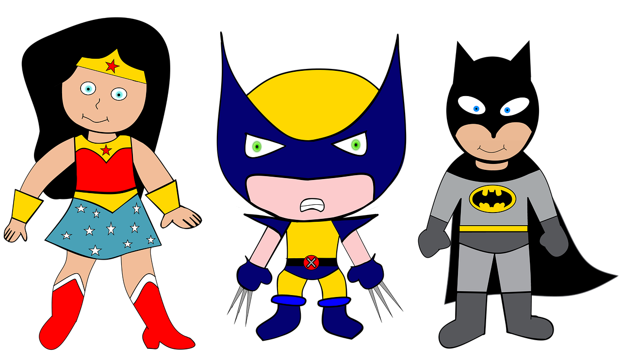 Super Herojai, Super Galia, Stebuklinga Moteris, Batman, Iksmenai, Wolverine, Herojai, Iliustracijos, Komiksas, Stebuklas
