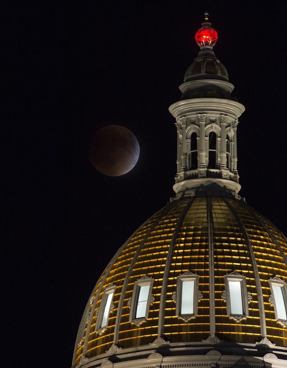 Supermoon, Pilnas, Perigee, Užtemimas, Naktis, Mėnulis, Mėnulis, Capitol, Valstybė, Colorado