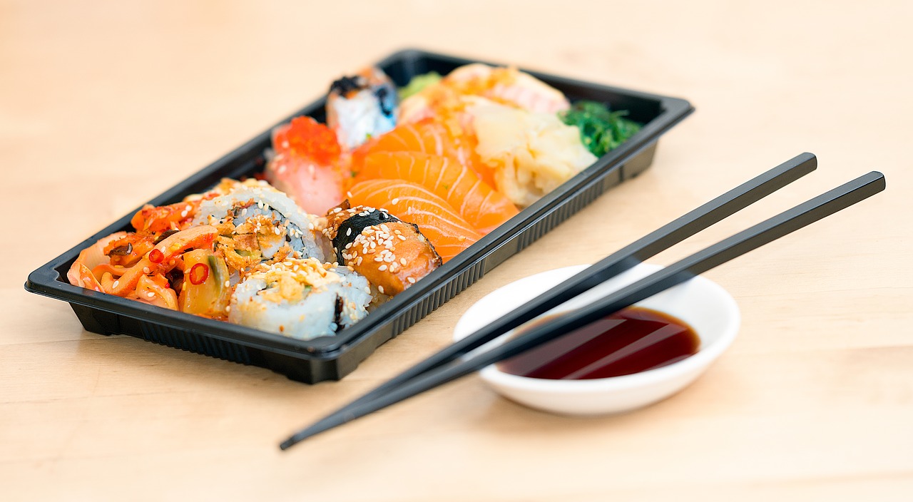 Sushi, Atimti, Maistas, Maistas, Jūros Gėrybės, Japanese, Roll, Dėžė, Žuvis, Ryžiai