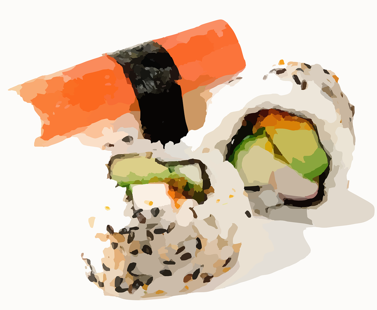 Sushi, Sushi Roll, Ryžiai, Japanese, Maistas, Nemokama Vektorinė Grafika, Nemokamos Nuotraukos,  Nemokama Licenzija