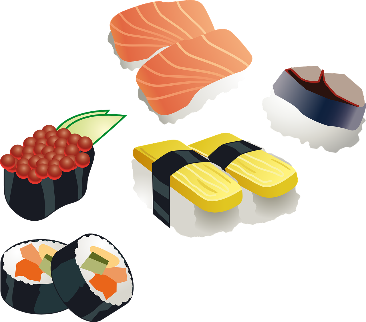 Sushi, Sushi Roll, Japanese, Maistas, Jūros Gėrybės, Žuvis, Ryžiai, Vinegared, Jūros Gėrybės, Rytietiškas
