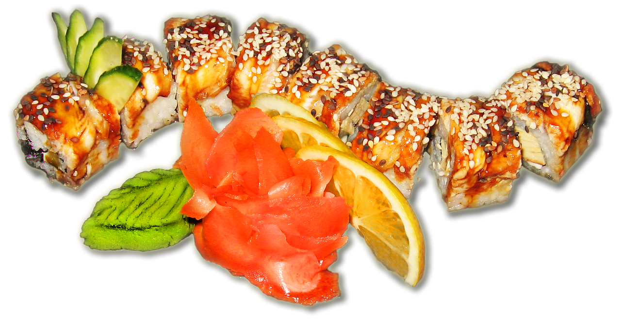 Sushi, Ritinėliai, Sezamas, Imbieras, Wasabi, Japonija, Virtuvė, Maistas, Produktai, Auksinis Drakonas