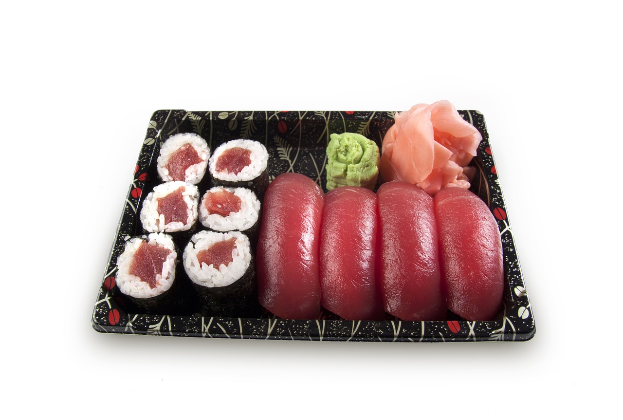 Sushi, Nustatyti, Nigiri, Maki, Žuvis, Žaliavinis, Lašiša, Ryžiai, Wasabi, Tunų