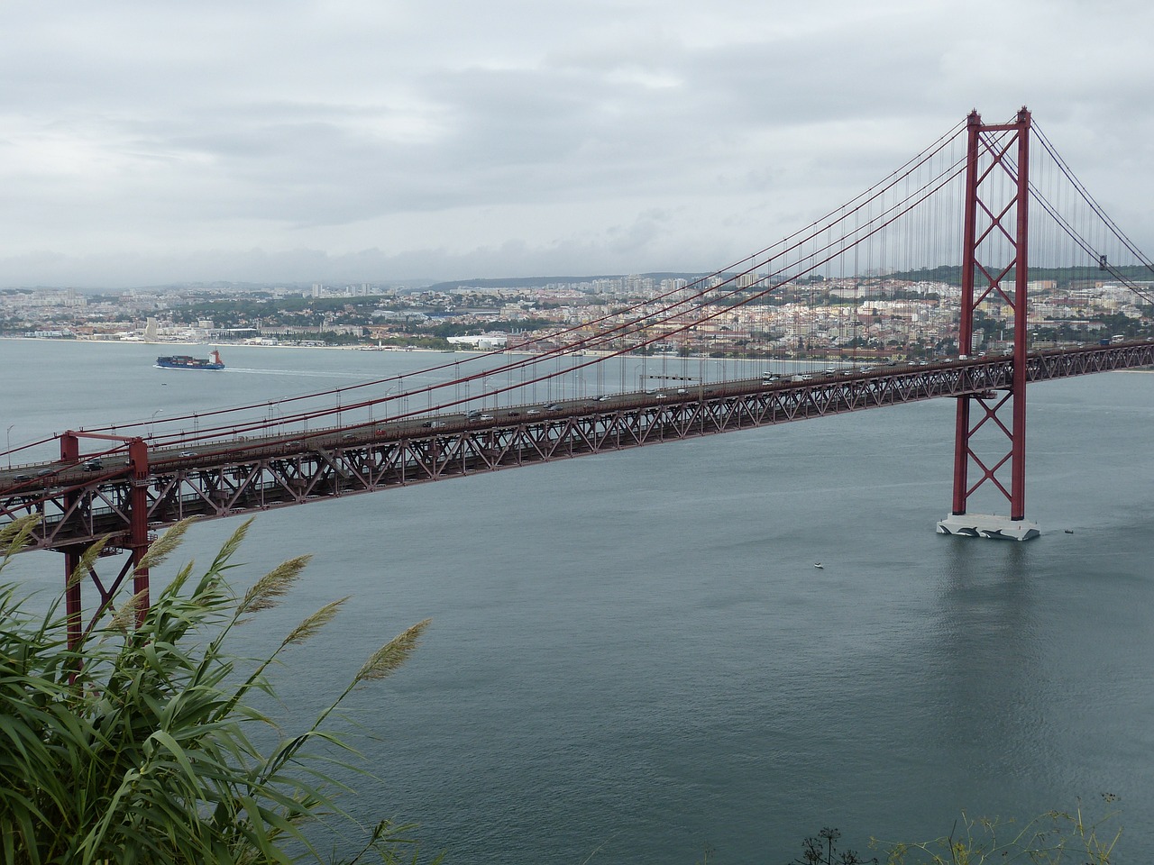 Kabantis Tiltas, Lisbonas, Portugal, Tejo, Upė, Tiltas, Plienas, Statyba, Pastatas, Pilonai