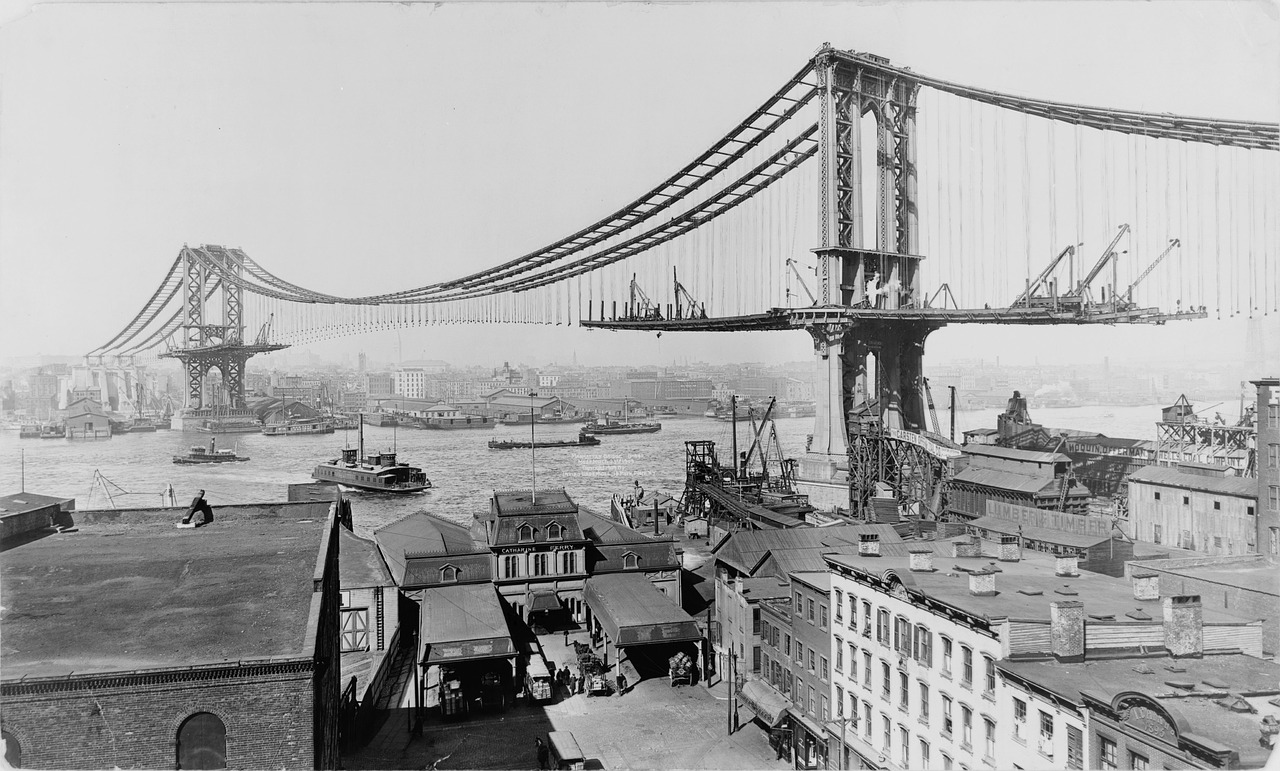 Kabantis Tiltas, Manhatano Tiltas, Statyba, Niujorkas, Ny, Nyc, Niujorkas, Miestas, 1909, Statybos Darbai