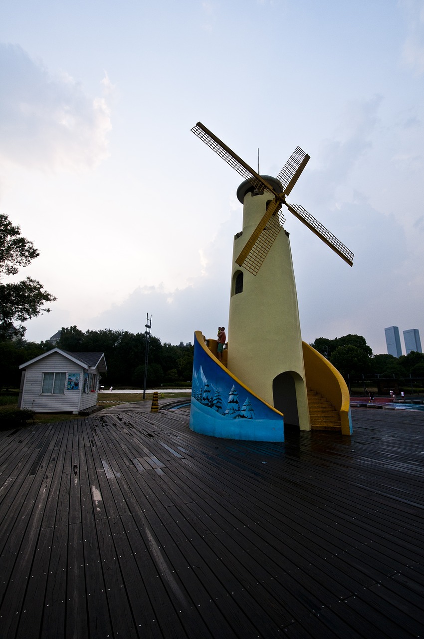 Suzhou, Jinji Ežeras, Vaikų Žaidimų Aikštelė, Dangus, Laisvalaikis, Kraštovaizdis, Vėjo Malūnas, Įdomus, Geltona, Nemokamos Nuotraukos