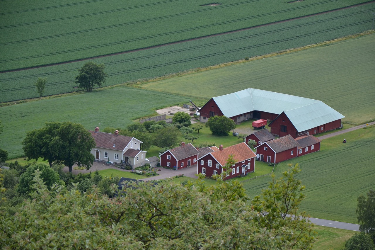 Sverige, Švedija, Sodyba, Panorama, Kraštovaizdis, Pastatas, Žalias, Žemdirbystė, Kaimas, Nemokamos Nuotraukos