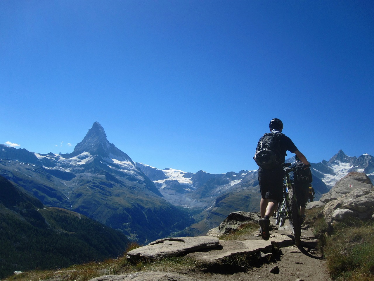Šveicarija, Kalnas, Gamta, Alpių, Dviračiu, Matterhorn, Sniegas, Zermatt, Į Pietus, Vasara