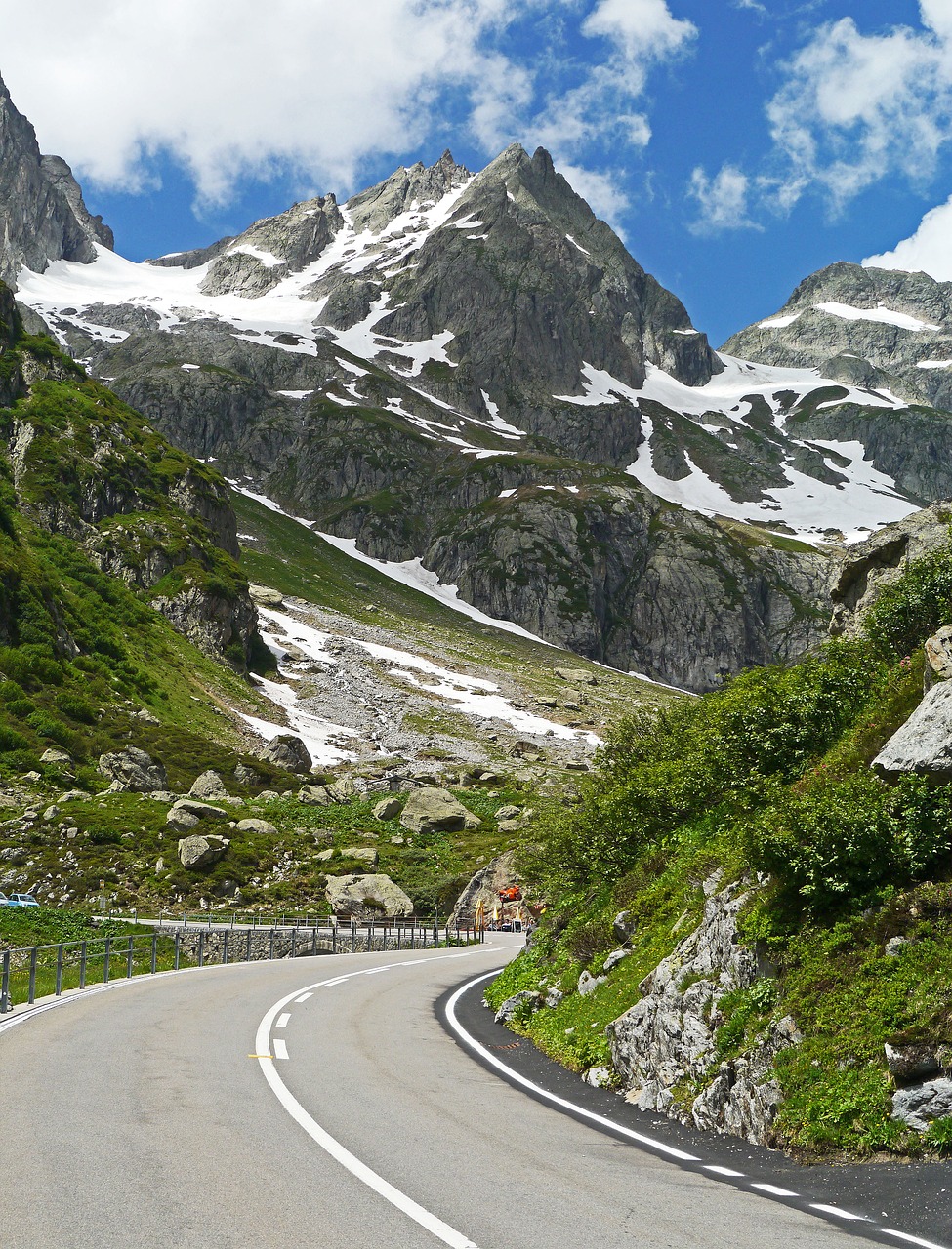 Šveicarija, Susten Pass, Eiti Kelią, Sulenkti Aukštyn, Alpių, Centrinis Alpės, Susten, Kraštovaizdis, Rokas, Sniego Sniegas