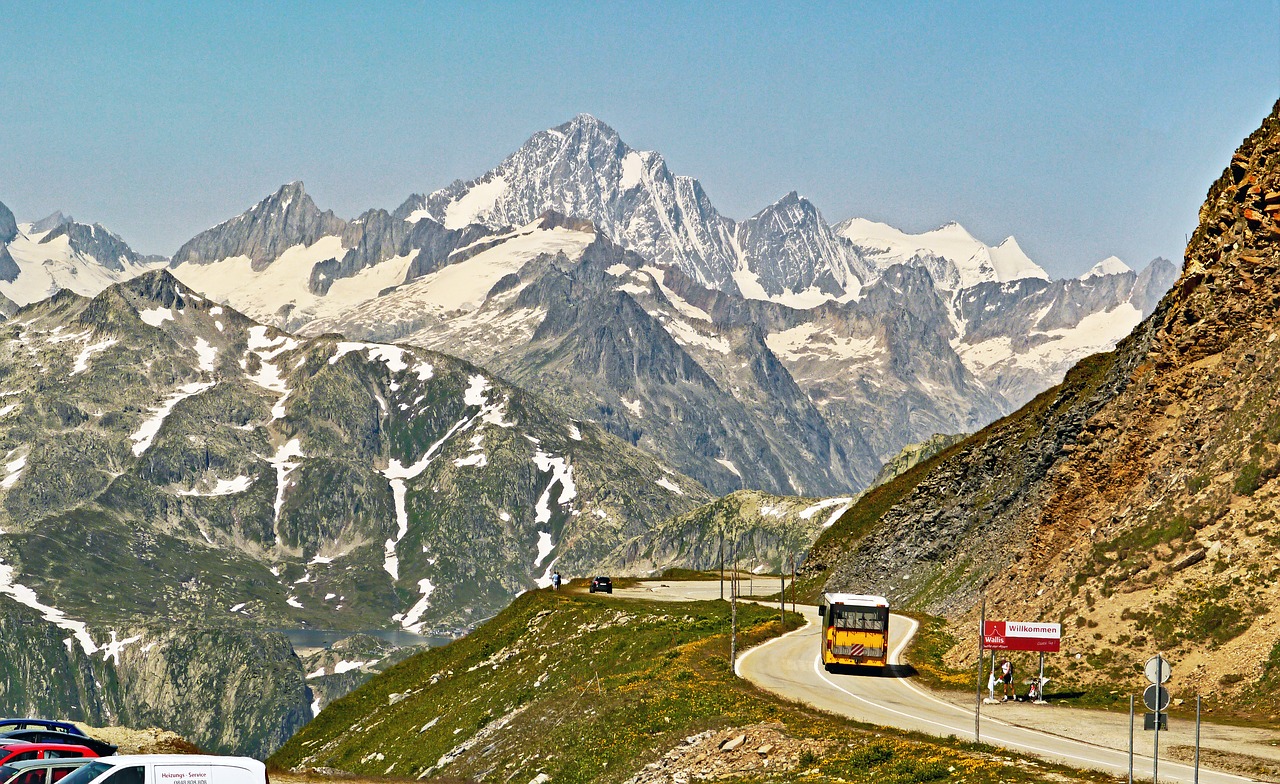 Šveicarija, Vaizdas Iš Furka Pass, Finsteraarhorn, Berni Oberland, Keturi Tūkstančiai, Valais, Grimsel Pass, Bergsee, Tegu, Kalnai