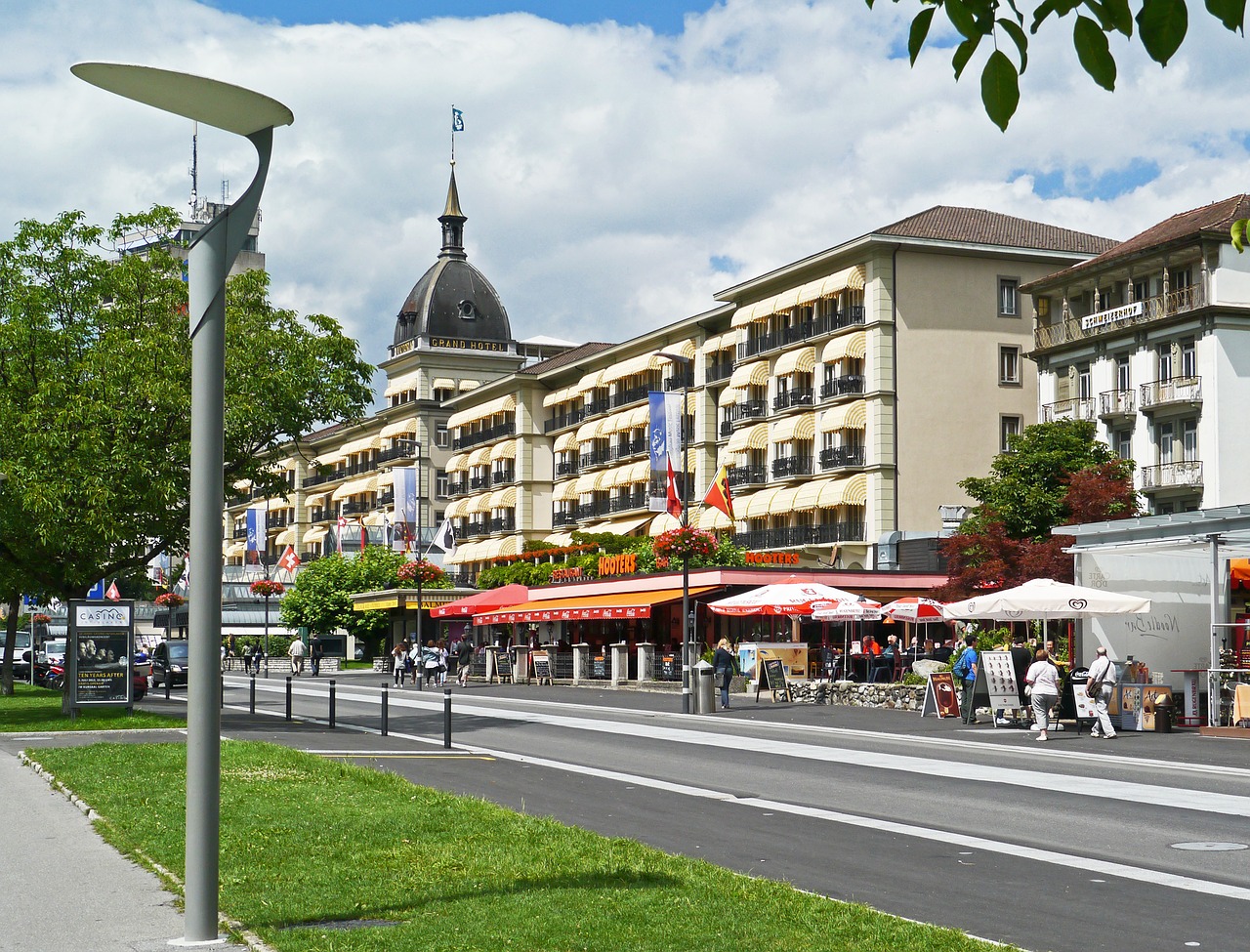 Šveicarija,  Interlaken,  Didysis Viešbutis,  Orientyras,  Berni Oberland,  Jungfrau Regionas,  Boulevard,  Kelias,  Architektūra,  Miestas