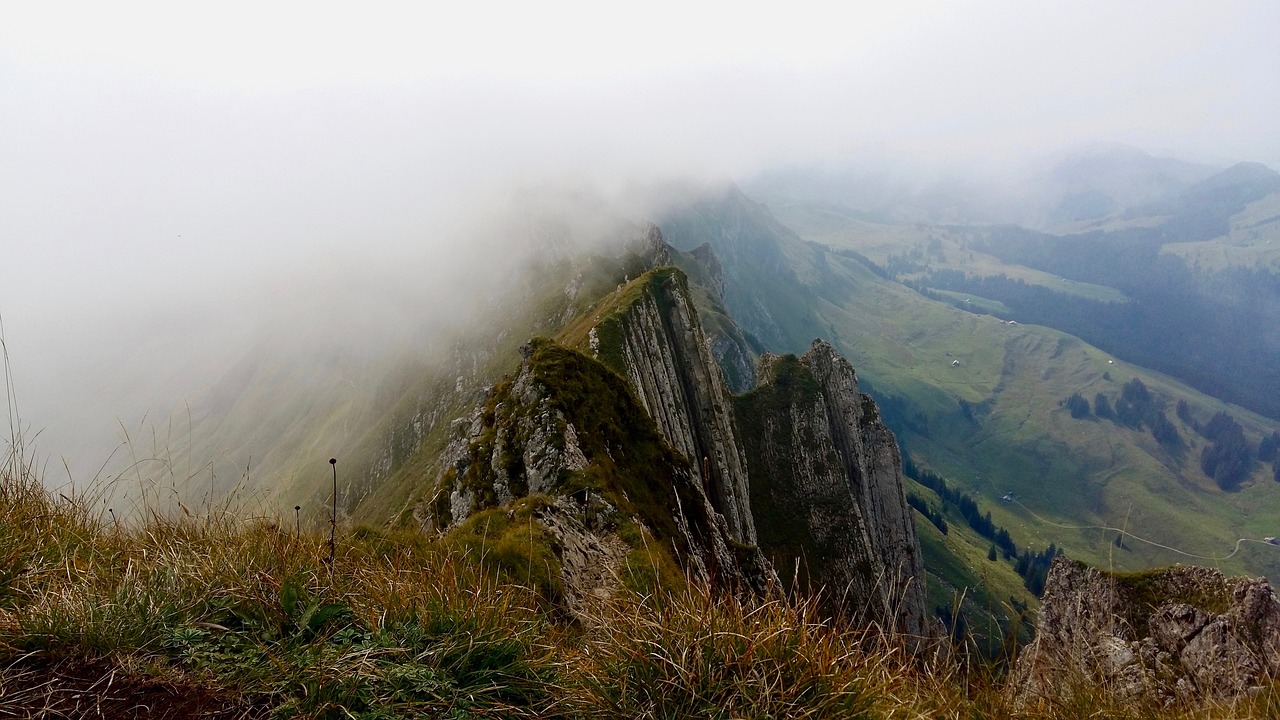 Šveicarija,  Žygiai,  Kalnų,  Pobūdį,  Kraštovaizdis,  Rokas,  Rūkas,  Peržiūrėti,  Alpine,  Alpstein