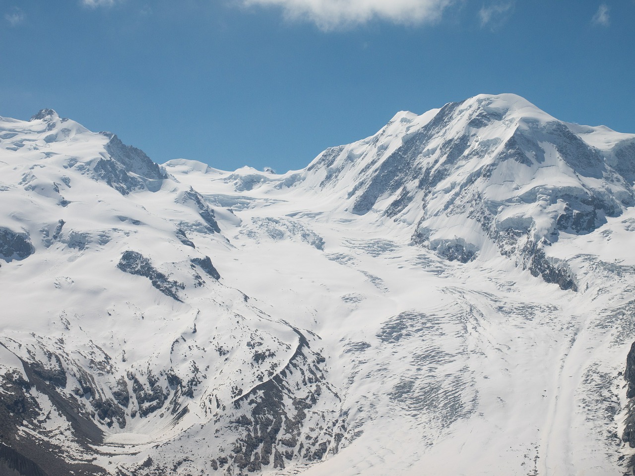 Šveicarija, Valais, Kalnai, Monte Rosa, Sniegas, Gornergrat, Pasienio Ledynas, Zermatt, Alpių, Ledinis