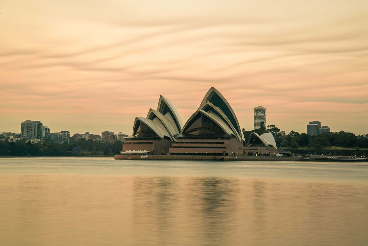 Sidnėjaus Operos Rūmai, Sidnėjus, Australia, Bennelong Point, Bushfire Dangus, Aušra, Nemokamos Nuotraukos,  Nemokama Licenzija