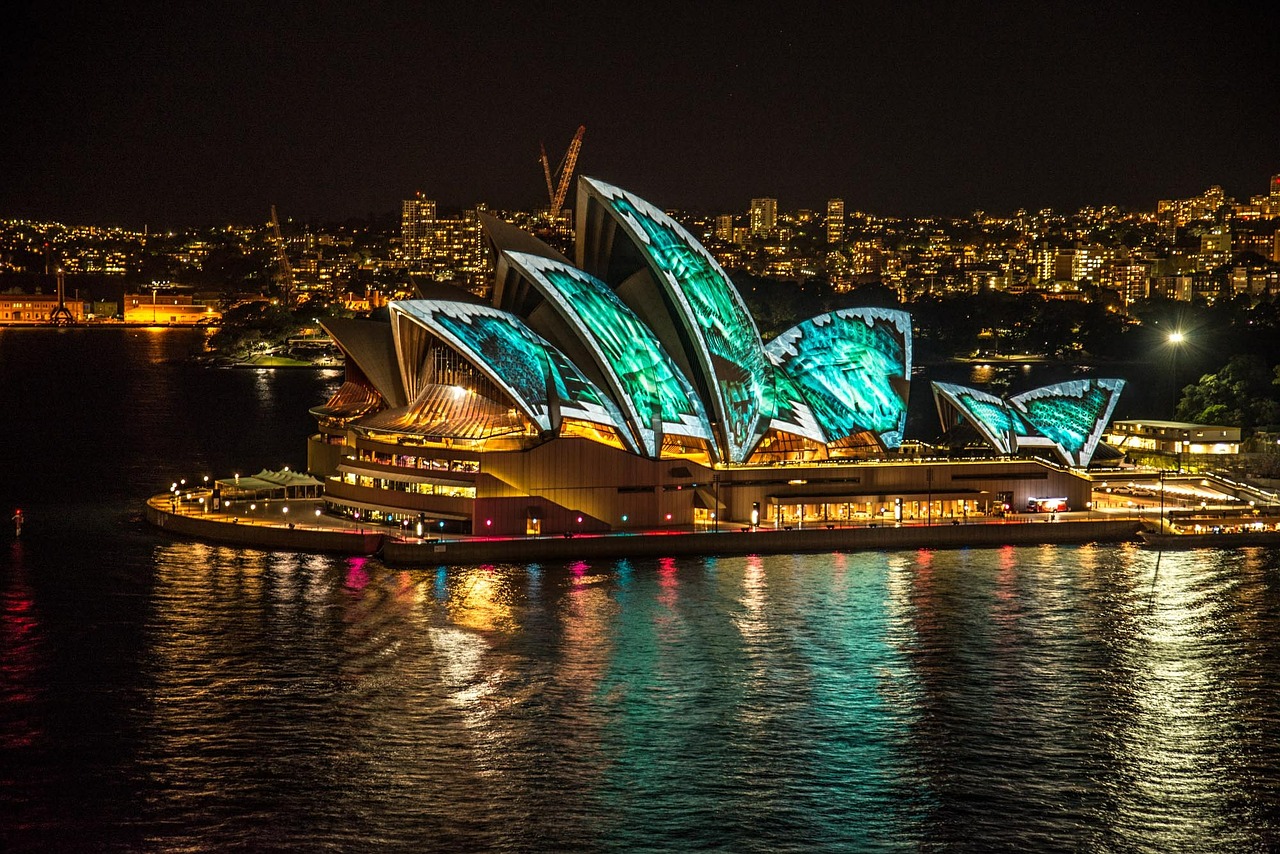 Sidnėjaus Operos Rūmai, Sidnėjus, Australia, Ryškios Šviesos Šou, Operos Teatras, Nemokamos Nuotraukos,  Nemokama Licenzija