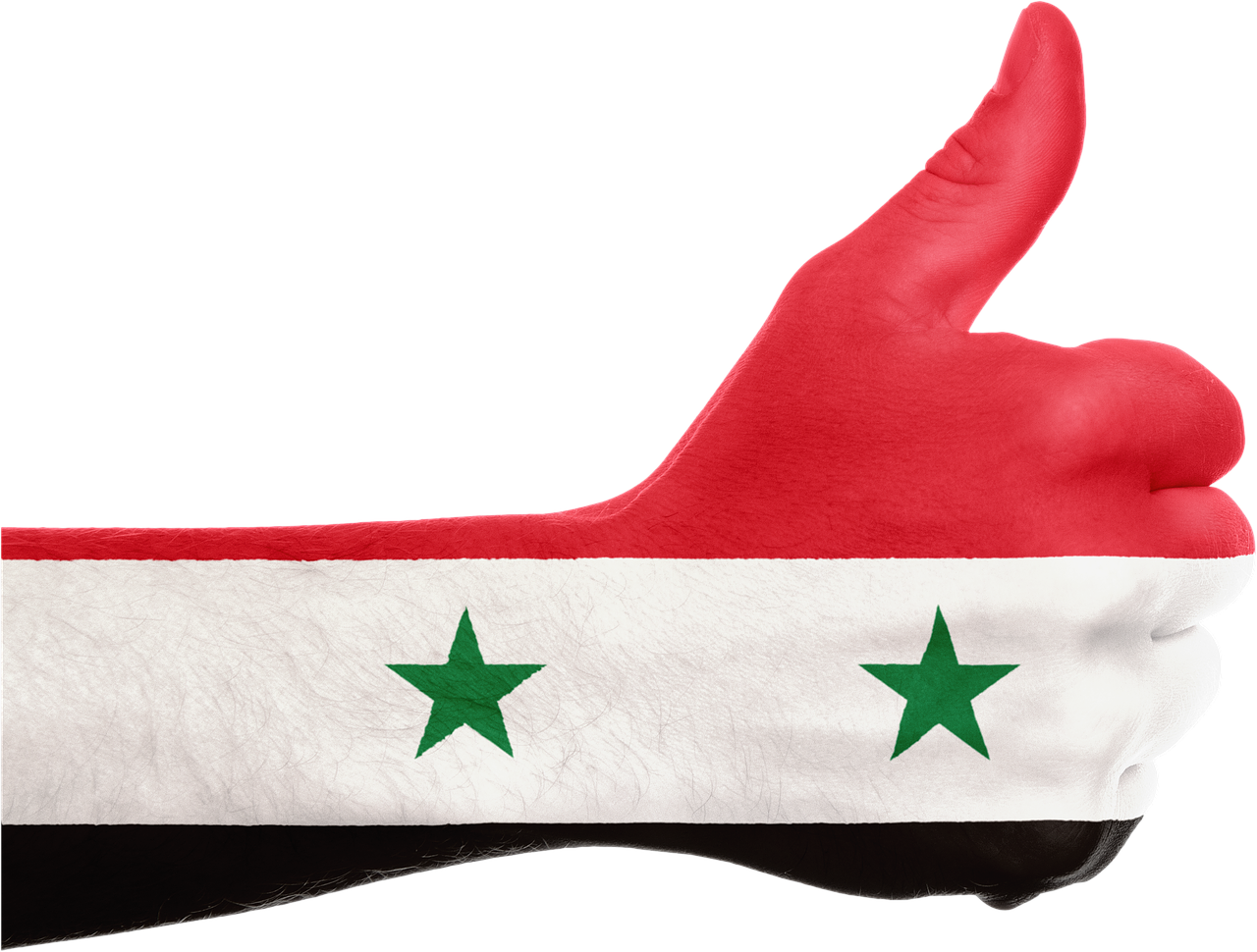 Sirija, Vėliava, Ranka, Nacionalinis, Pirštai, Patriotinis, Nykščiai Aukštyn, Patriotizmas, Viduryje, Rytus